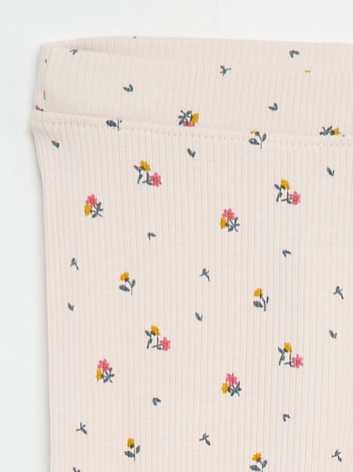 Leggings caneladas com motivo - Kiabi