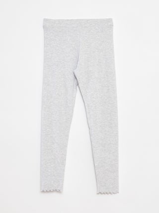 Leggings caneladas compridas lisas