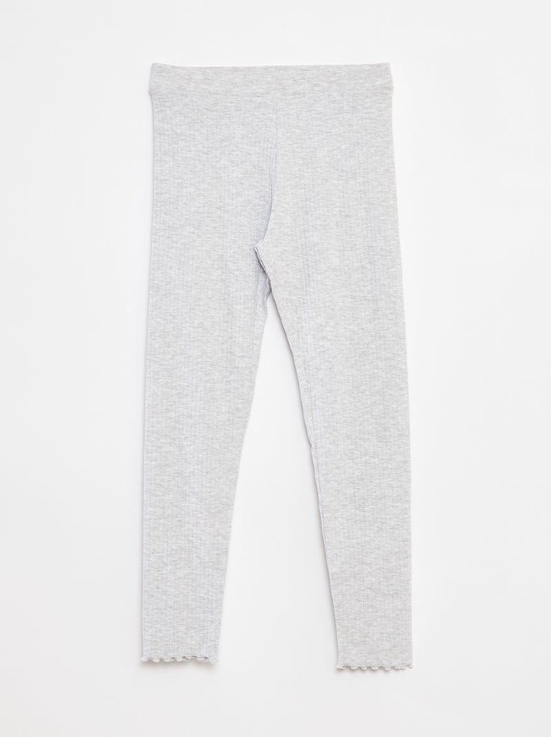 Leggings caneladas compridas lisas Cinza - Kiabi