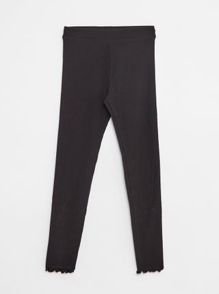 Leggings caneladas compridas lisas