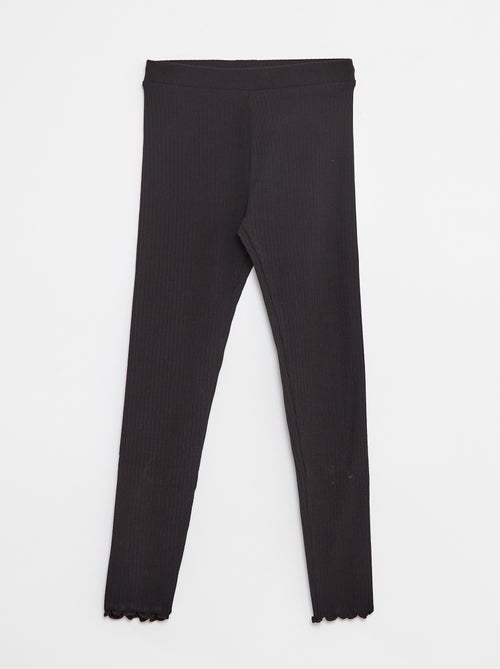 Leggings caneladas compridas lisas - Kiabi