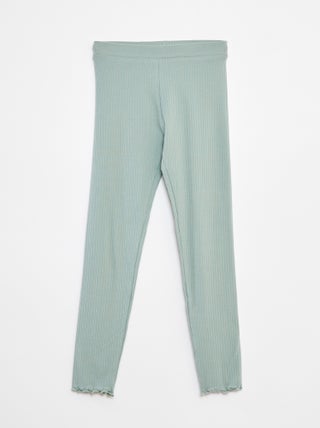Leggings caneladas compridas lisas