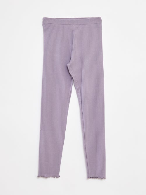Leggings caneladas compridas lisas - Kiabi