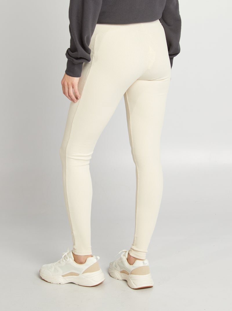 Leggings caneladas de grávida BEGE - Kiabi