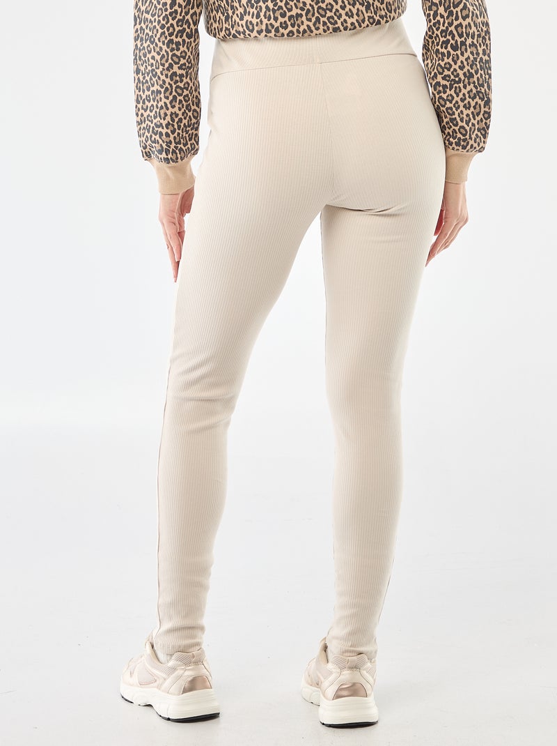 Leggings caneladas de grávida Beige - Kiabi