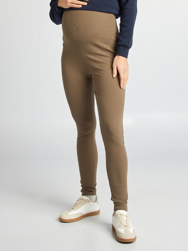 Leggings caneladas de grávida VERDE - Kiabi