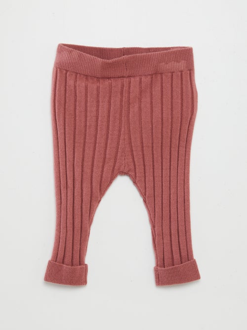 Leggings caneladas + meias com bordado - Kiabi