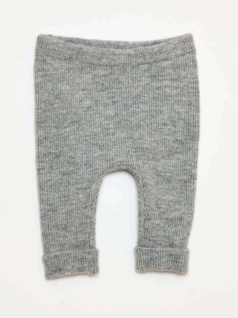 Leggings canelados com botões Cinza - Kiabi