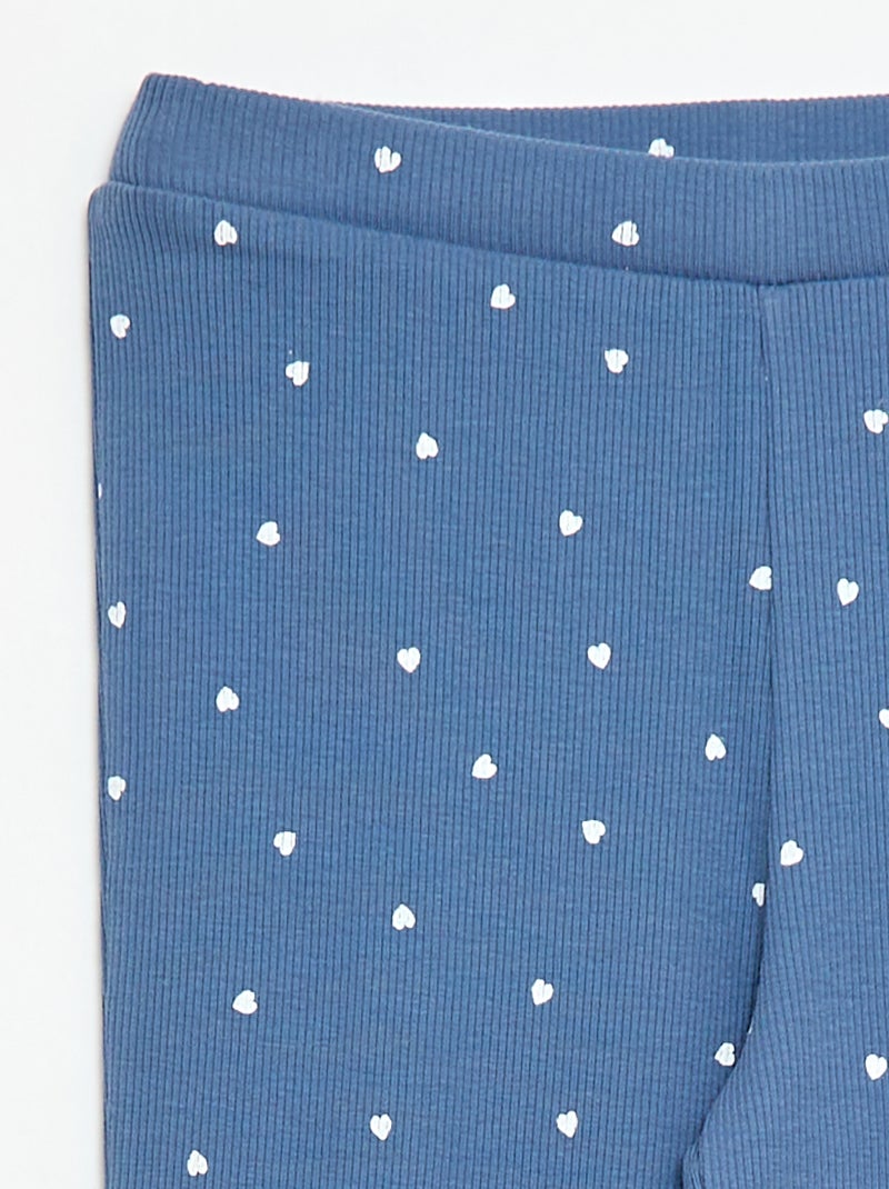 Leggings Canelados com Estampado Azul - Kiabi