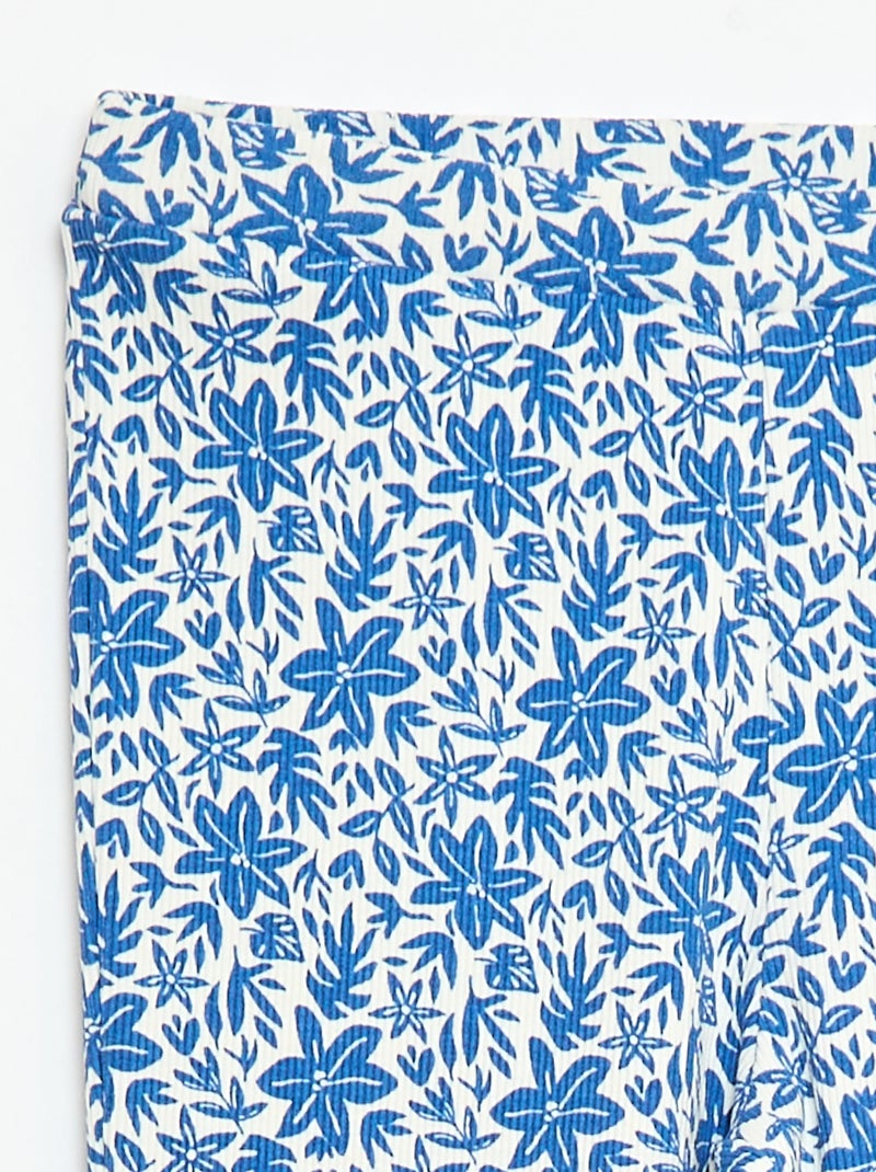 Leggings Canelados com Estampado Azul - Kiabi