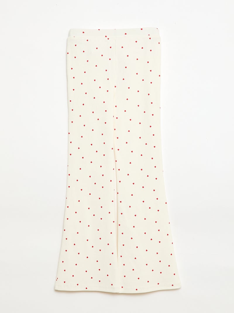 Leggings Canelados com Estampado Branco - Kiabi