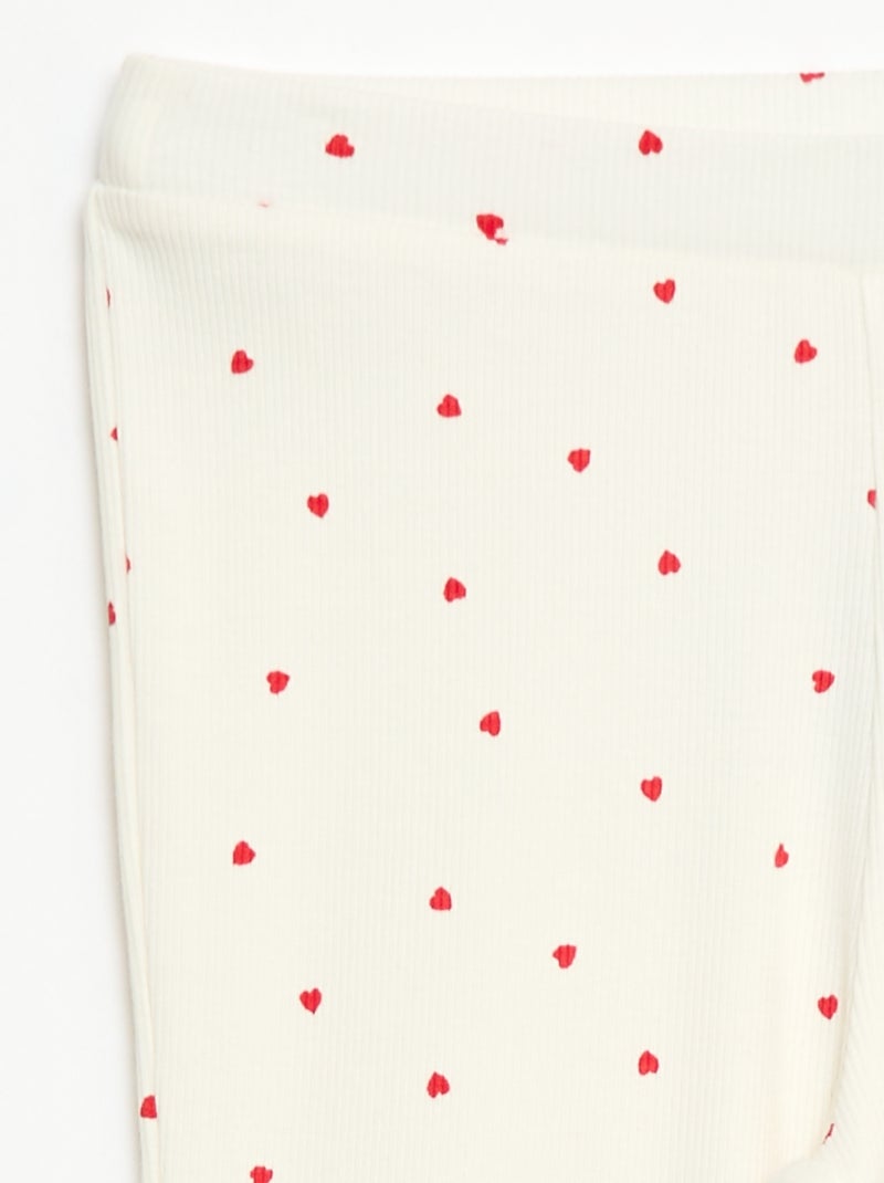 Leggings Canelados com Estampado Branco - Kiabi