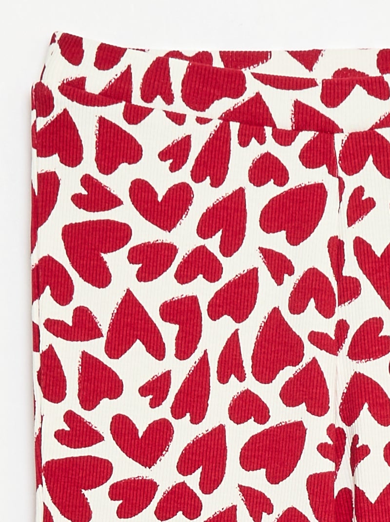 Leggings Canelados com Estampado Branco - Kiabi