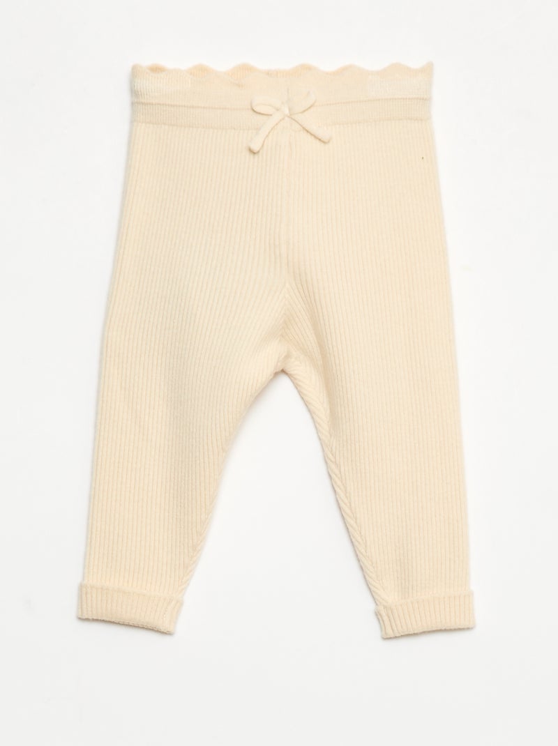 Leggings canelados com laço fantasia Branco - Kiabi