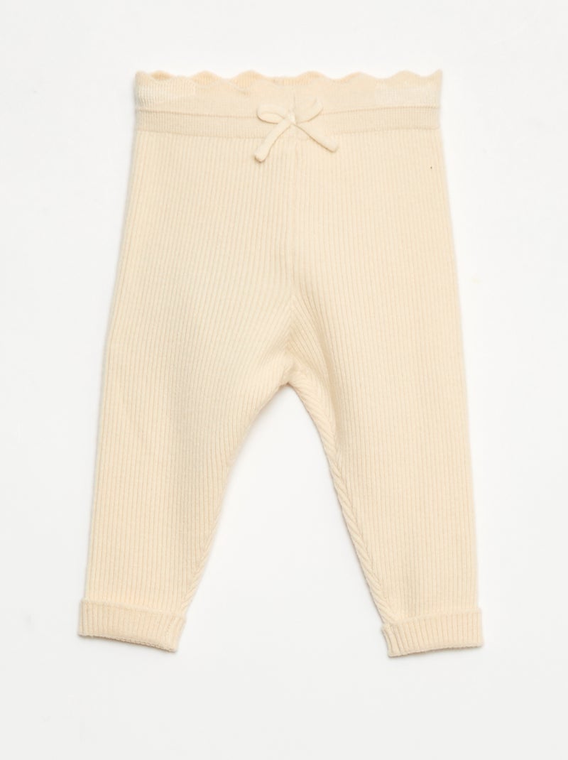 Leggings canelados com laço fantasia Branco - Kiabi