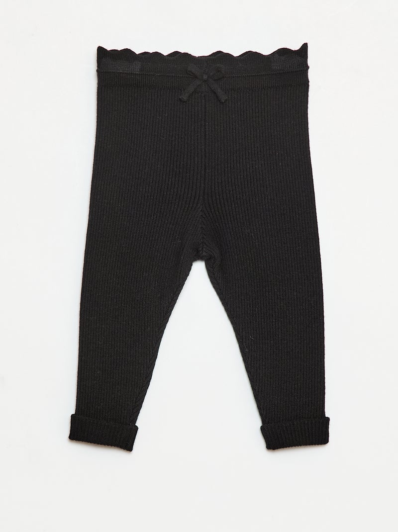 Leggings canelados com laço fantasia Preto - Kiabi