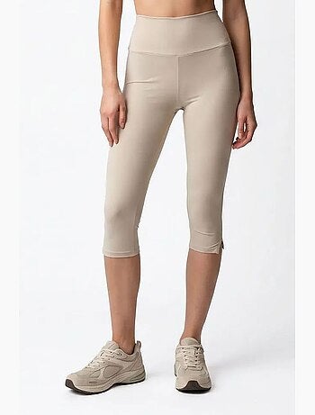 Leggings capri de cintura alta com fenda mixray