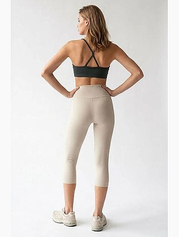 Leggings capri de cintura alta com fenda mixray