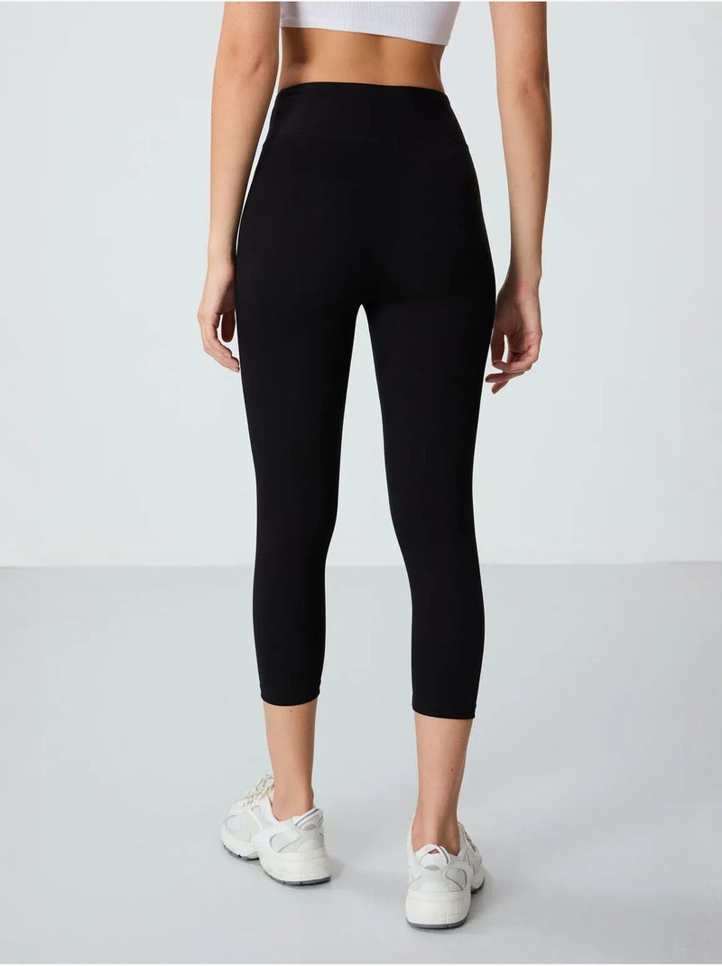 Leggings capri de cintura subida tommy Preto - Kiabi