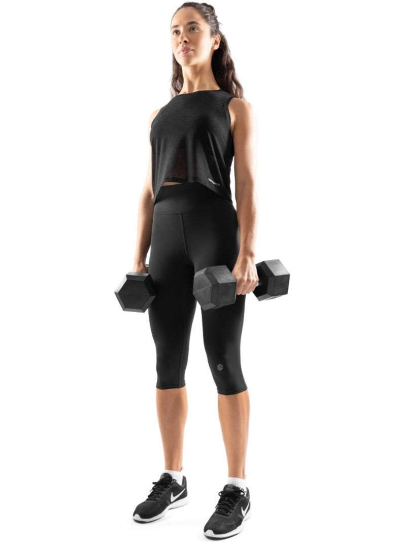 Leggings capri de treino para mulher Preto - Kiabi