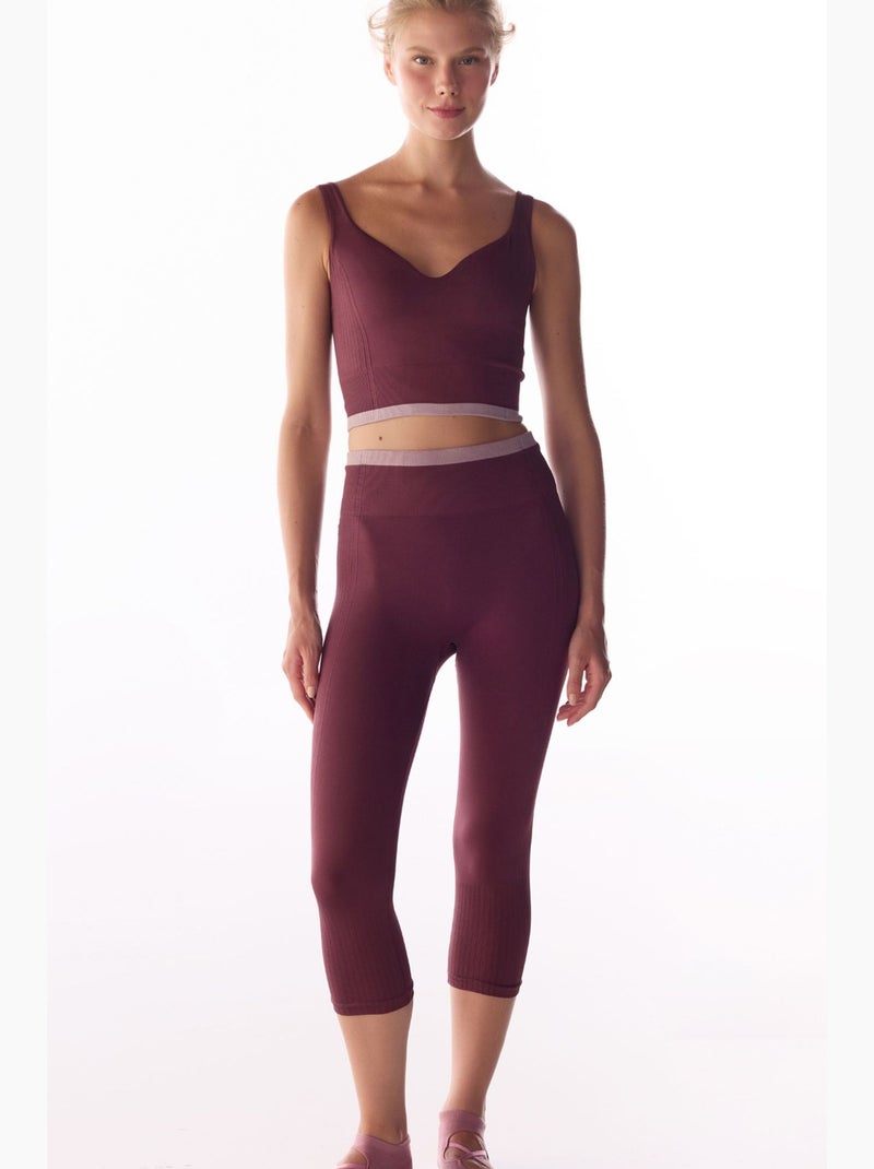 Leggings capri sem costuras penti Vermelho bordô - Kiabi