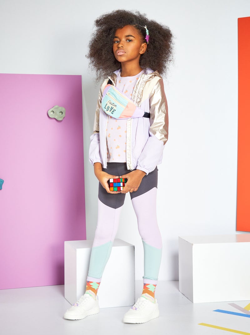 Leggings 'color-block' Cinza Antracite - Kiabi