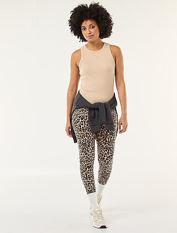 Leggings com estampado de leopardo em algodão