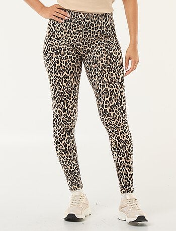 Leggings com estampado de leopardo em algodão