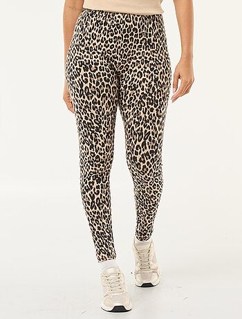 Leggings com estampado de leopardo em algodão