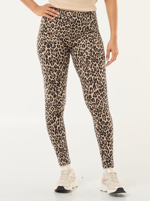 Leggings com estampado de leopardo em algodão - Kiabi