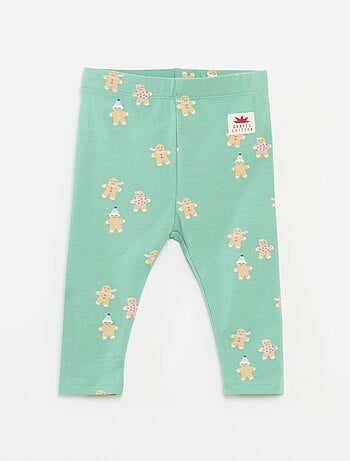 Legging com estampado de Natal integral em jersey de algodão