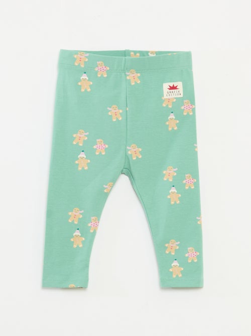 Leggings com estampado de Natal integral em jersey de algodão - Kiabi