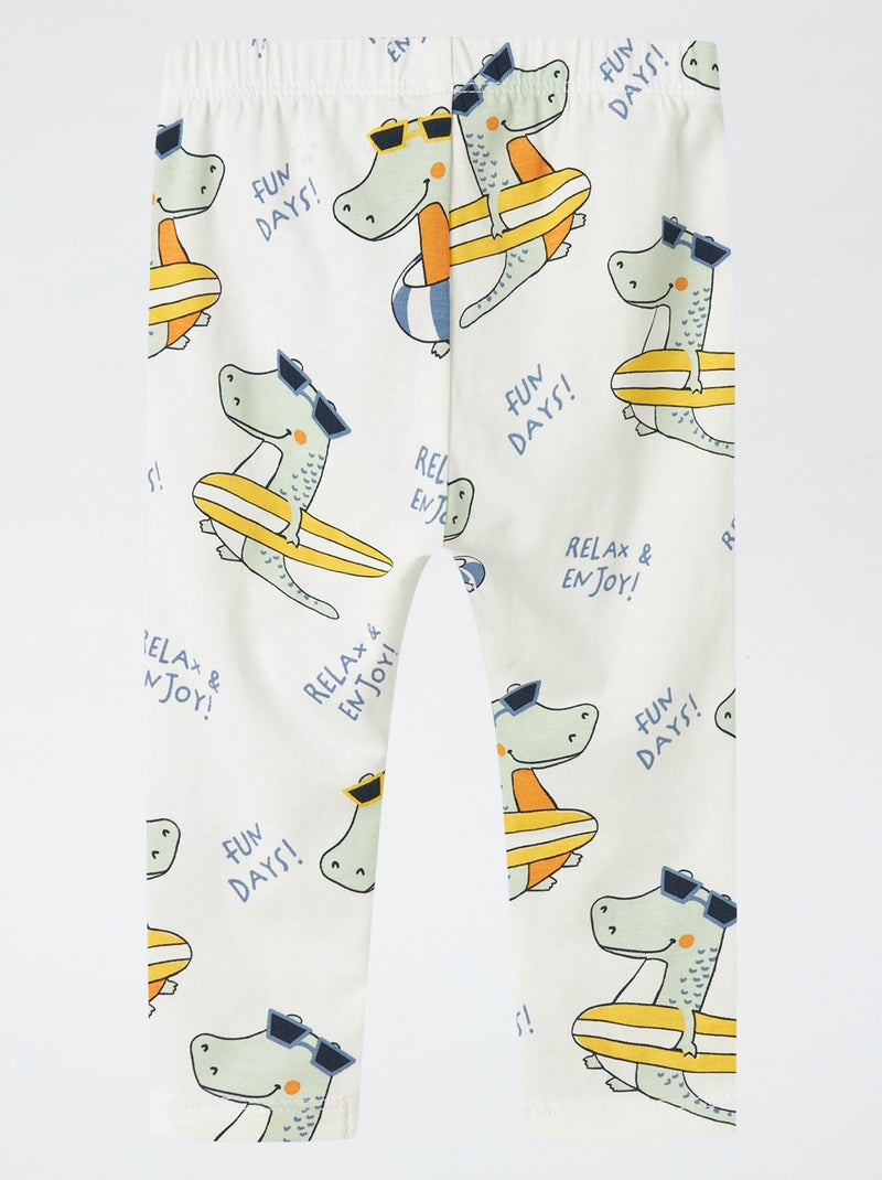 Leggings com estampado 'dinossauros' 'Guppy' Branco - Kiabi