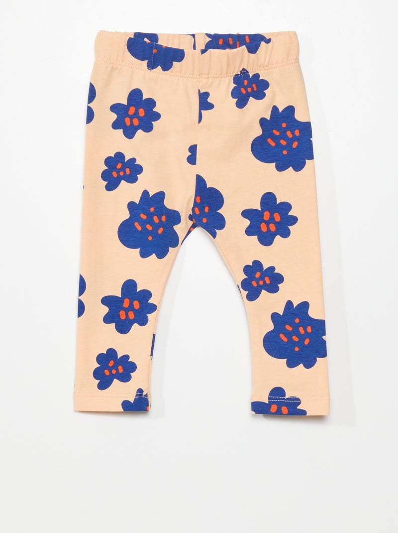 Leggings com estampado flores grandes BRANCO - Kiabi