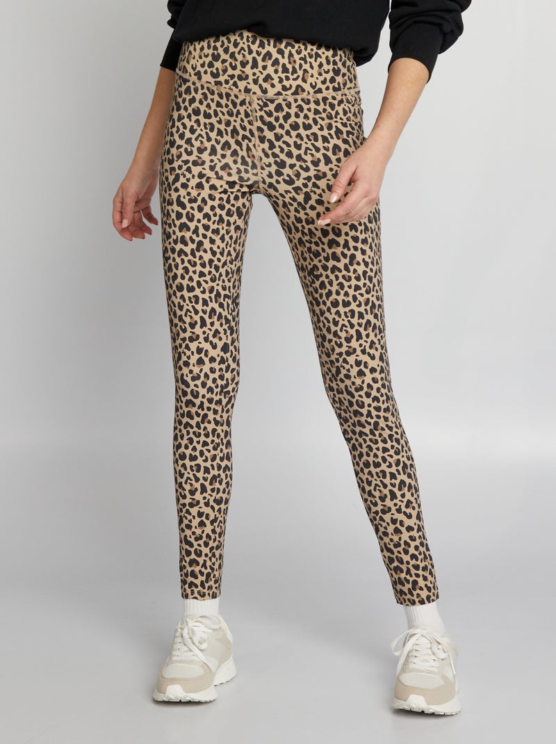 Leggings com estampado leopardo MARROM - Kiabi