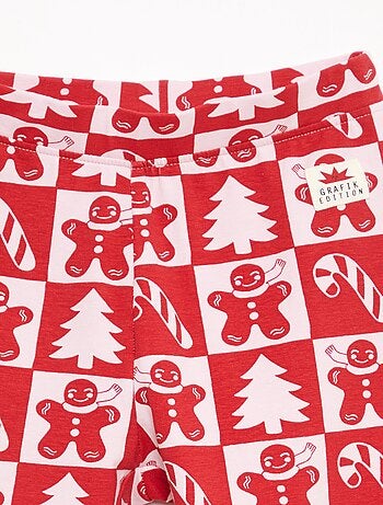 Leggings com padrão integral de Natal em algodão