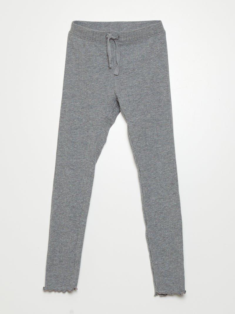 Leggings compridas caneladas Cinza - Kiabi