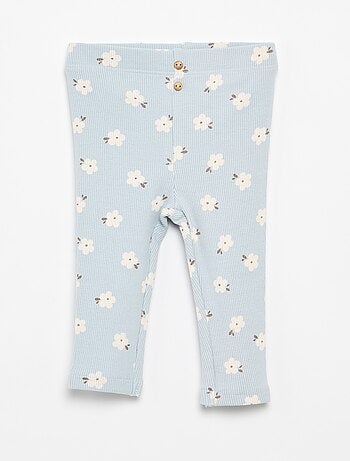 Leggings compridas caneladas com motivo