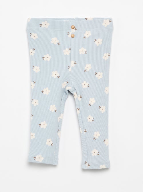 Leggings compridas caneladas com motivo - Kiabi