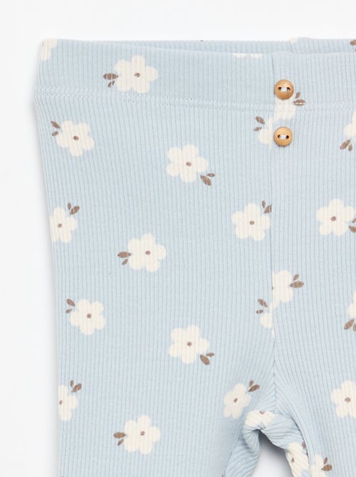 Leggings compridas caneladas com motivo - Kiabi
