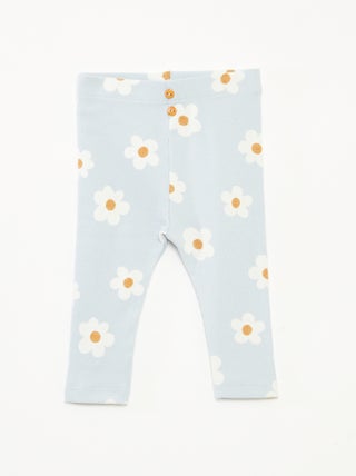 Leggings compridas caneladas com motivo