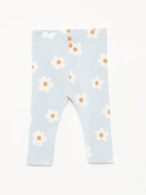 Leggings compridas caneladas com motivo - Kiabi