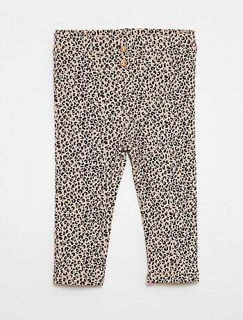 Leggings compridas caneladas com motivo