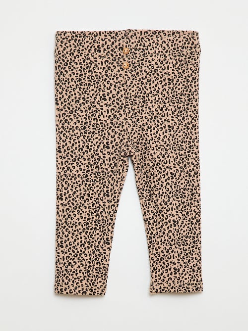 Leggings compridas caneladas com motivo - Kiabi