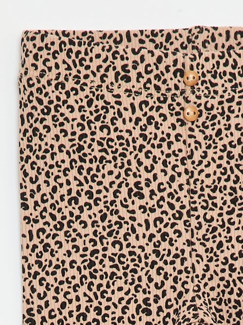 Leggings compridas caneladas com motivo - Kiabi