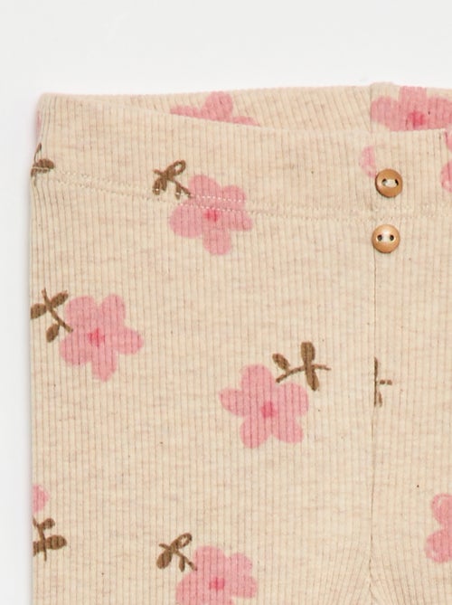 Leggings compridas caneladas com motivo - Kiabi