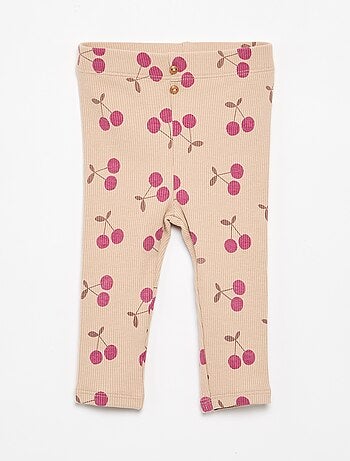 Leggings compridas caneladas com motivo