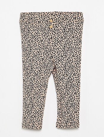 Leggings compridas caneladas com motivo