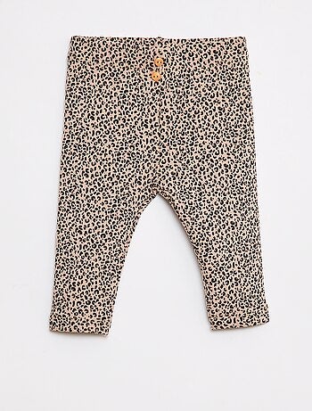 Leggings compridas caneladas com motivo