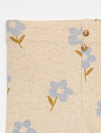 Leggings compridas caneladas com motivo